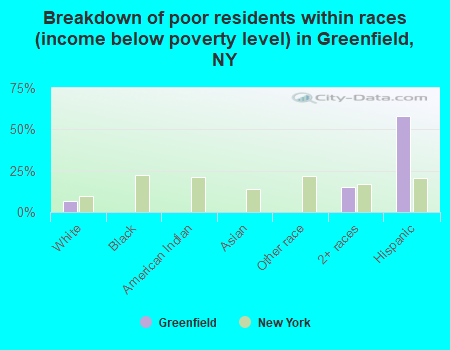 Breakdown of poor residents within races (income below poverty level) in Greenfield, NY