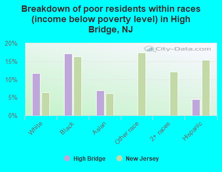 Breakdown of poor residents within races (income below poverty level) in High Bridge, NJ
