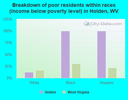 Breakdown of poor residents within races (income below poverty level) in Holden, WV