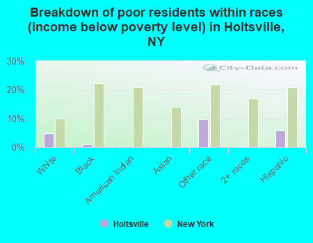 Breakdown of poor residents within races (income below poverty level) in Holtsville, NY
