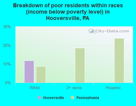 Breakdown of poor residents within races (income below poverty level) in Hooversville, PA