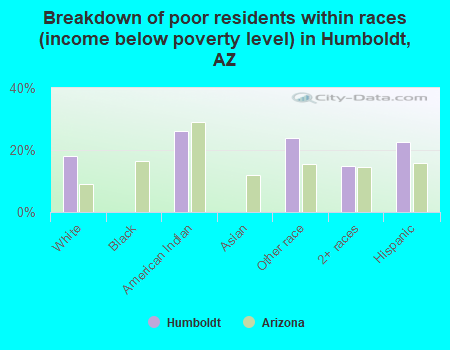 Breakdown of poor residents within races (income below poverty level) in Humboldt, AZ