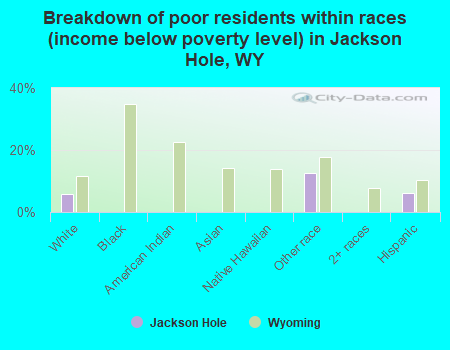 Breakdown of poor residents within races (income below poverty level) in Jackson Hole, WY