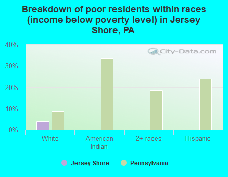 Breakdown of poor residents within races (income below poverty level) in Jersey Shore, PA