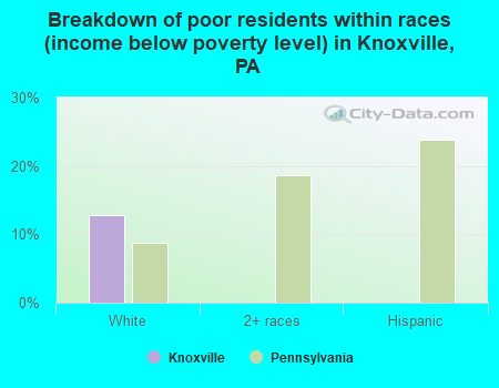 Breakdown of poor residents within races (income below poverty level) in Knoxville, PA