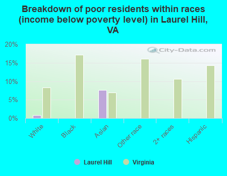 Breakdown of poor residents within races (income below poverty level) in Laurel Hill, VA