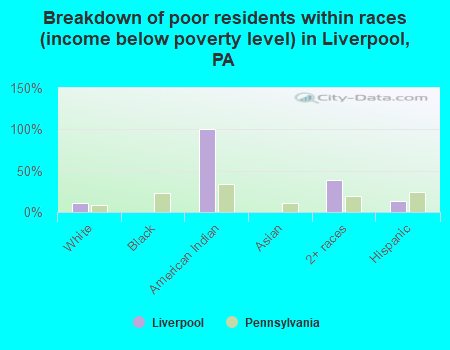 Breakdown of poor residents within races (income below poverty level) in Liverpool, PA