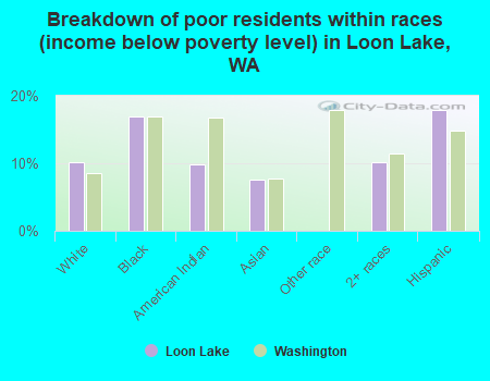 Breakdown of poor residents within races (income below poverty level) in Loon Lake, WA