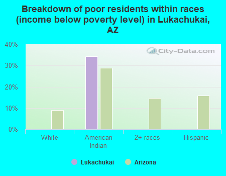 Breakdown of poor residents within races (income below poverty level) in Lukachukai, AZ