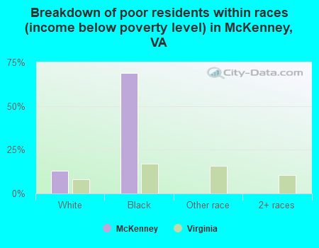 Breakdown of poor residents within races (income below poverty level) in McKenney, VA