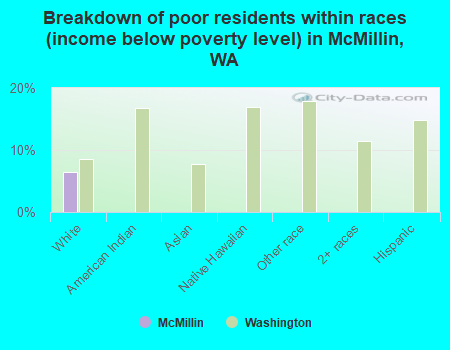 Breakdown of poor residents within races (income below poverty level) in McMillin, WA