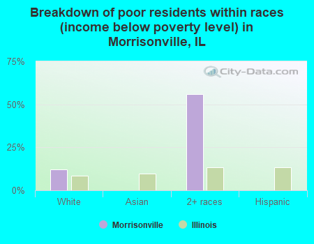 Breakdown of poor residents within races (income below poverty level) in Morrisonville, IL