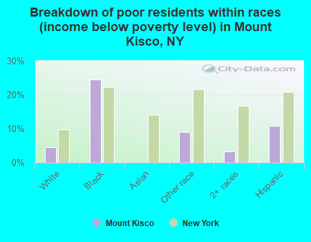 Breakdown of poor residents within races (income below poverty level) in Mount Kisco, NY