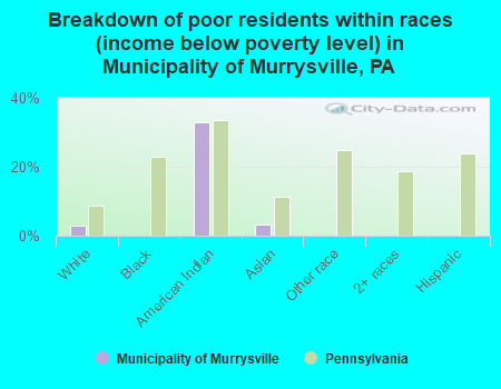 Breakdown of poor residents within races (income below poverty level) in Municipality of Murrysville, PA