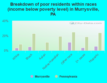 Breakdown of poor residents within races (income below poverty level) in Murrysville, PA