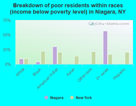 Breakdown of poor residents within races (income below poverty level) in Niagara, NY