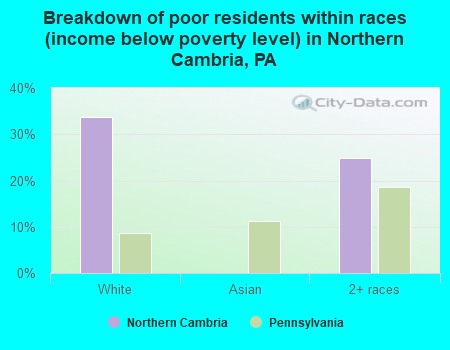 Breakdown of poor residents within races (income below poverty level) in Northern Cambria, PA
