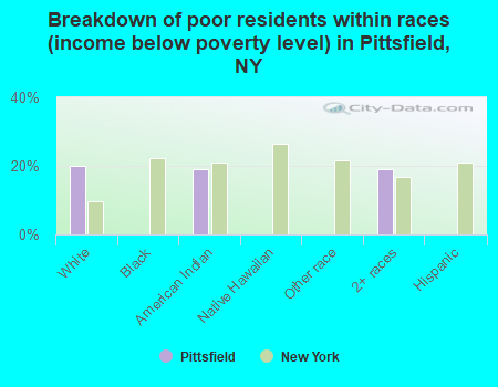 Breakdown of poor residents within races (income below poverty level) in Pittsfield, NY