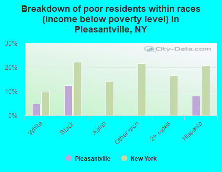 Breakdown of poor residents within races (income below poverty level) in Pleasantville, NY
