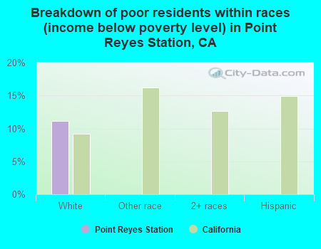 Breakdown of poor residents within races (income below poverty level) in Point Reyes Station, CA