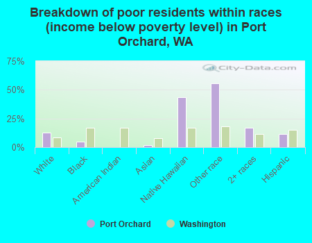 Breakdown of poor residents within races (income below poverty level) in Port Orchard, WA