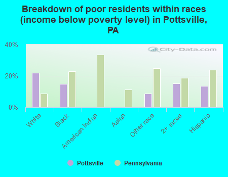 Breakdown of poor residents within races (income below poverty level) in Pottsville, PA