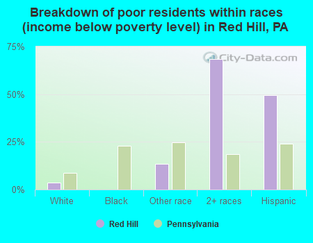 Breakdown of poor residents within races (income below poverty level) in Red Hill, PA