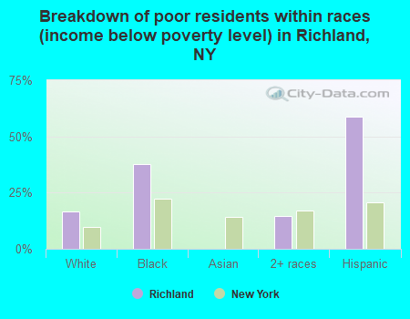 Breakdown of poor residents within races (income below poverty level) in Richland, NY