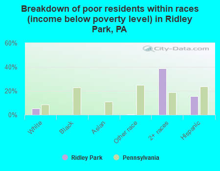 Breakdown of poor residents within races (income below poverty level) in Ridley Park, PA