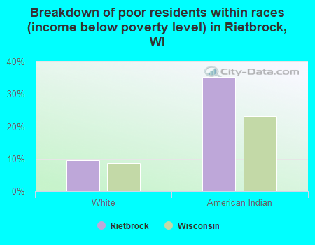 Breakdown of poor residents within races (income below poverty level) in Rietbrock, WI