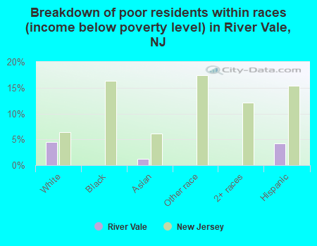 Breakdown of poor residents within races (income below poverty level) in River Vale, NJ