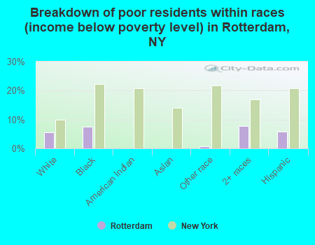 Breakdown of poor residents within races (income below poverty level) in Rotterdam, NY