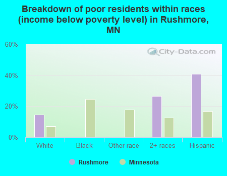 Breakdown of poor residents within races (income below poverty level) in Rushmore, MN