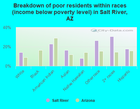 Breakdown of poor residents within races (income below poverty level) in Salt River, AZ