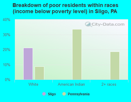 Breakdown of poor residents within races (income below poverty level) in Sligo, PA