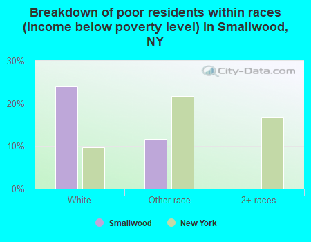 Breakdown of poor residents within races (income below poverty level) in Smallwood, NY