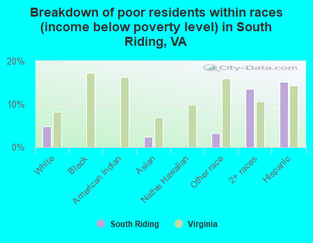 Breakdown of poor residents within races (income below poverty level) in South Riding, VA