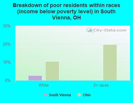 Breakdown of poor residents within races (income below poverty level) in South Vienna, OH