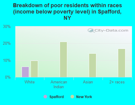 Breakdown of poor residents within races (income below poverty level) in Spafford, NY
