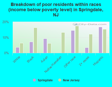 Breakdown of poor residents within races (income below poverty level) in Springdale, NJ