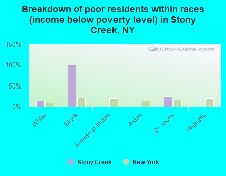 Breakdown of poor residents within races (income below poverty level) in Stony Creek, NY