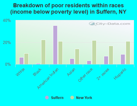 Breakdown of poor residents within races (income below poverty level) in Suffern, NY