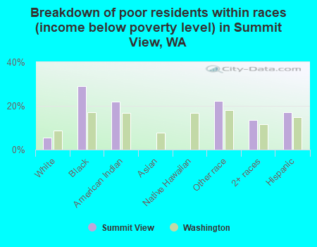 Breakdown of poor residents within races (income below poverty level) in Summit View, WA