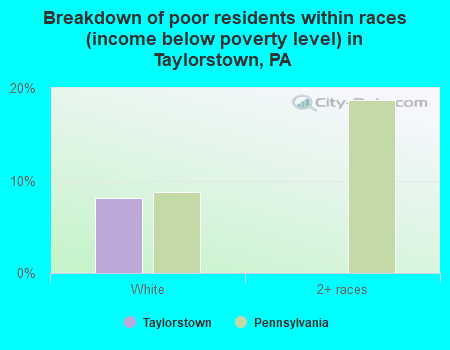 Breakdown of poor residents within races (income below poverty level) in Taylorstown, PA