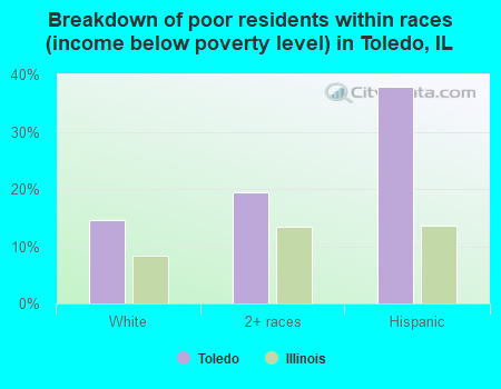 Breakdown of poor residents within races (income below poverty level) in Toledo, IL
