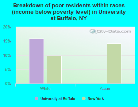 Breakdown of poor residents within races (income below poverty level) in University at Buffalo, NY