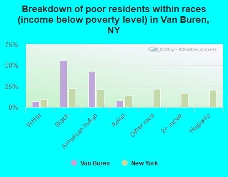 Breakdown of poor residents within races (income below poverty level) in Van Buren, NY