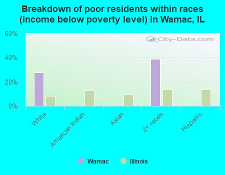 Breakdown of poor residents within races (income below poverty level) in Wamac, IL
