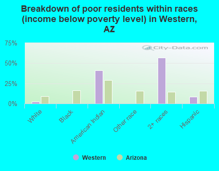Breakdown of poor residents within races (income below poverty level) in Western, AZ