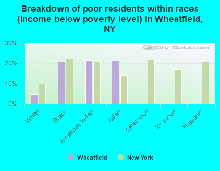 Breakdown of poor residents within races (income below poverty level) in Wheatfield, NY